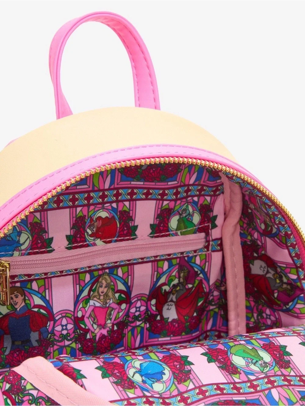 Loungefly Pink Cream Sleeping Beauty Stained Glass Mini Backpack